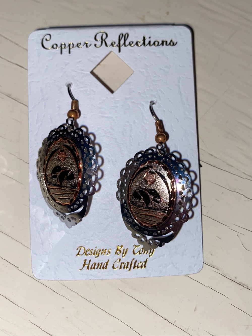 Indigenous Handcrafted Copper Oval Dangle Earrings
